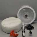 LUE BONA Adjustable Vanity Stool, 360 Swivel Chair for Makeup Room, White Faux Leather Stool for Bathroom & Living Room