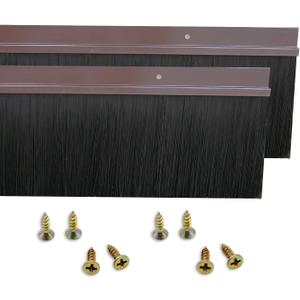 2 Pack Door Bottom Sweep, h-Shape Aluminum Alloy Holder Door Sweep for Bottom of Door with 3.2" Brwon Nylon Brush, 39.37"x4"(1000mmx102mm), 39.37"x3.2"