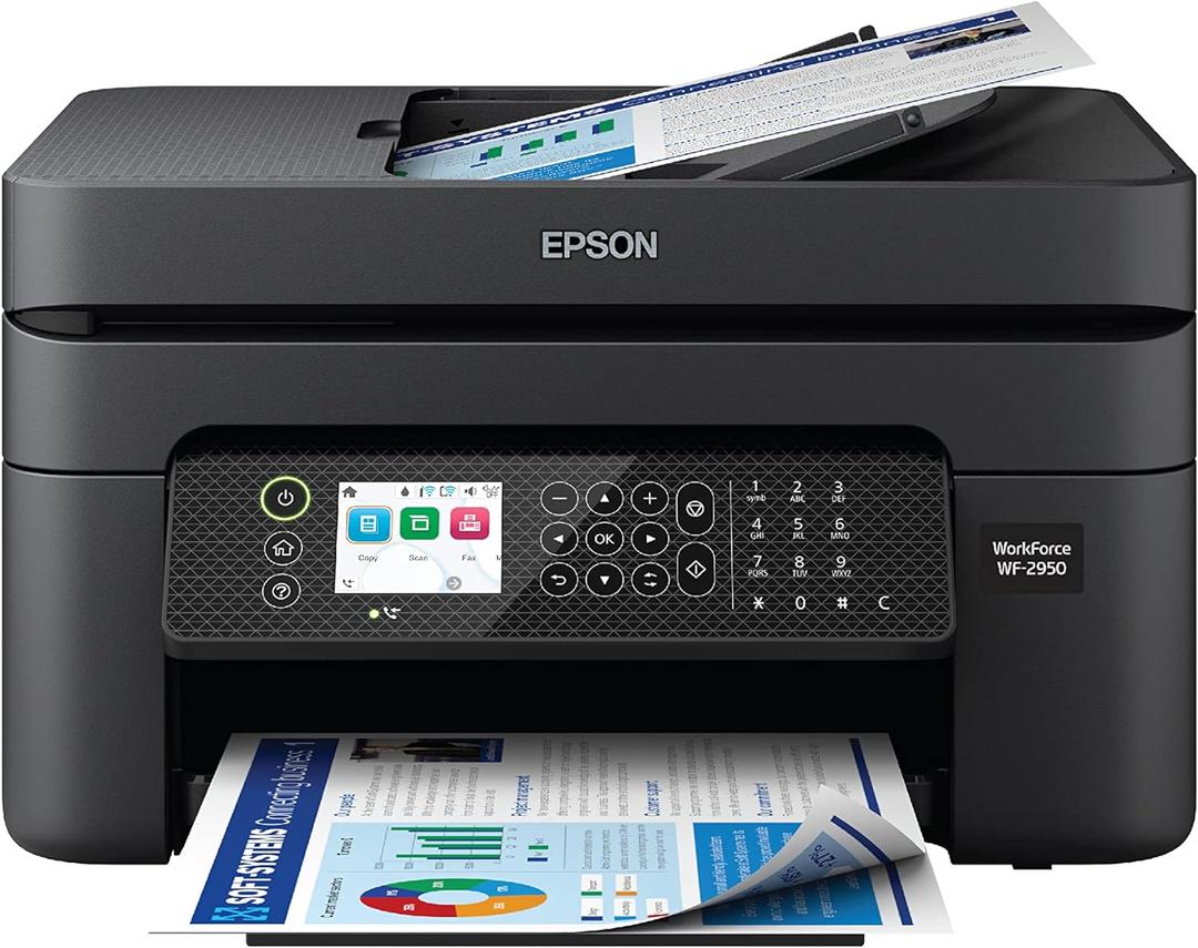 Epson Workforce WF-2950 Wireless All-in-One Printer with Scan, Copy, Fax, Auto Document Feeder, Automatic 2-Sided Printing and 2.4" Color Display
