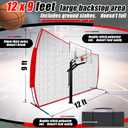 Seenelling Basketball Net Catcher Backstop Net Sports Barrier Nets for Backyard Rebounder to Guard Rebound and Return Basketball with Carry Bag (12 x 9 ft)
