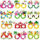 Moon Boat 60Pcs Hawaiian Luau Paper Glasses Party Decorations Bulk, Summer Beach Glasses Photo Props Hawaii Tiki Tropical Pool Sunglasses Birthday Decor Supplies