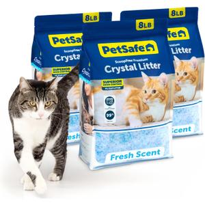 PetSafe ScoopFree Crystal Cat Litter, Fresh Scent, 8 lb, 3-Pack