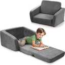 ZICOTO Comfy Kids Chair for Toddler - Stylish 2 in 1 Lounger Made of Memory Foam Easily Unfolds Into a Soft Baby Couch to Nap On - Modern Fold Out Sofa for the Little Ones (Grey)