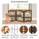 LZRS 3-Panel Freestanding Adjustable Wooden Dog Gate30" Tall Foldable Pet Barrier with Support Feet, Chew-Resistant Solid Hardwood & Steel Wire Safety Fence for Doorways, Hallways, and Stairs, Cherry