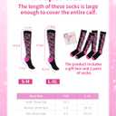 2 Pairs Breast Cancer Awareness Socks,Pink Ribbon Knee High Compression Socks for Softball Soccer Football Baseball (Small-Medium, Black)