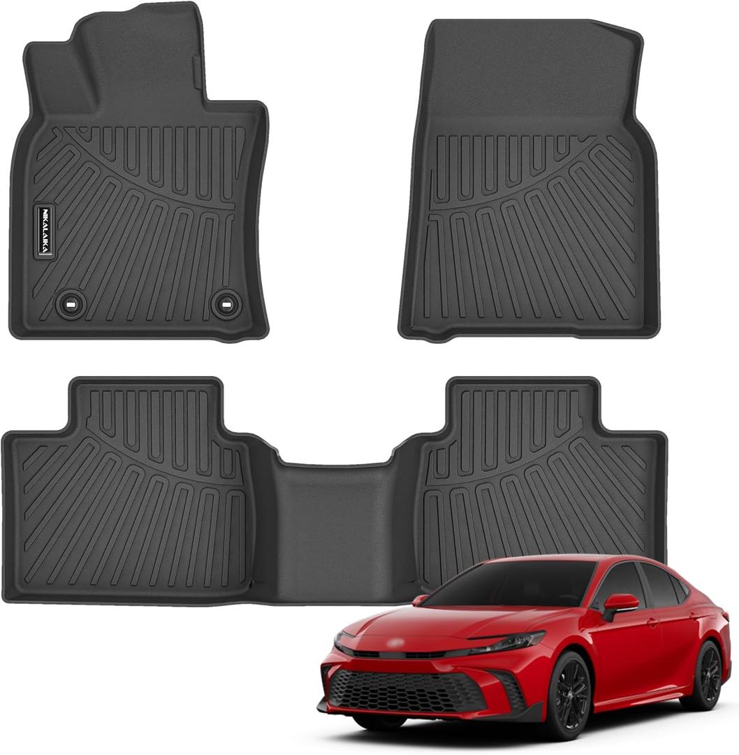 Floor Mats for 2025 2026 Toyota Camry (Include Hybrid) All Weather Protection TPE Rubber Full Set Automotive Floor Liners for 2025 Camry Hybrid Accessories, Odorless Anti-Slip, 1st & 2nd Row, Black
