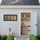 Shed Windows 2 Pack, Transom Windows 10" x 23" with Tempered Glass, Garage Doors Window for Shed, Chicken Coop, Playhouse, Household (Black)