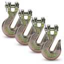 G70 3/8 Chain Hook Heavy Duty Clevis Grab Hook for 3/8 Inch Grade 70 Chain - for Trailer Truck Transport Yellow Chromate Finish (4Pack)