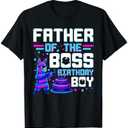 Father Of The Boss Birthday Boy Llama Pinata Family Party T-Shirt L Black