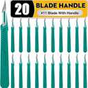 20 PCS Scalpel Blades with #11 Scalpels Surgical Blades,Disposable Blades with Protective Cover,Laboratory Blade-Lab Knives- Carving Blades with Handle-Art Blades Practicing Cutting-Crafts & More