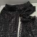 Women Sequin Pants Sparkly Glitter High Waisted Wide Leg Flare Trousers Bell Bottom Night Out Clubwear, Size XL