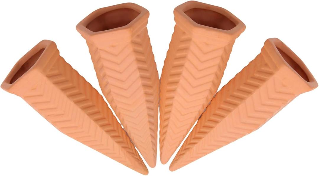 Self Watering Planter Insert Terracotta Watering Spikes Premium Plant Watering Devices Irrigation Dripper Self Watering Spikes Automatic Plant Accessories 4 Packs (Wave)