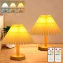 2 pack Small Table Lamp modern Bedroom bedside table lamps,Remote control Dimming Three colors,abric ShadeBoho Night light,Study Read Desk Night Stand Light, Dorm mini lamps,LivingRoom dresser office