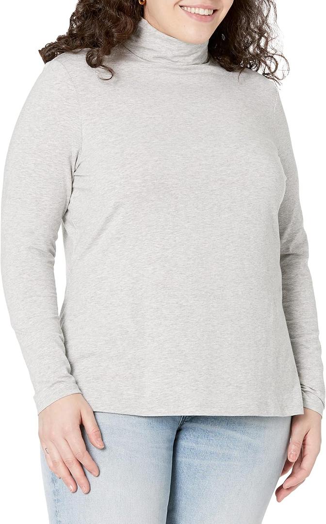 Amazon Essentials Women's Long-Sleeve Turtleneck (Medium, Grey Heather)