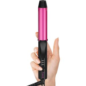 Dual Voltage Travel Ceramic Curling Iron with Keratin & Argan Oil, Adjustable Temperature, Mini Size for Short Hair - Includes Storage Bag