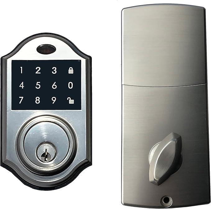 Keyless Touchscreen Motorized Deadbolt Electronic Entry Digital Touchpad Keypad Door Lock (Satin Nickel)