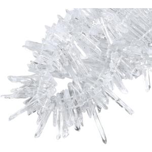 Mookaitedecor Natural Rock Quartz Crystal Points Loose Beads Sticks Spikes Top Drilled 15 inches Strand (0.4"-1.3", Clear)
