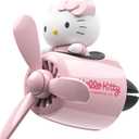 Car Air Freshener, Cute Pink Cat Pilot Vent Clip Interior Accessories, Rotating Propeller Automotive Air Outlet Fan Creative Cartoon Air Fresheners for Car (Pink)