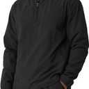 Aulemen Men's Casual Quarter Zip Pullover Golf Windbreakers Athletic Lightweight Jacket Hiking Running Sweatshirt with Pocket (Large, Black)