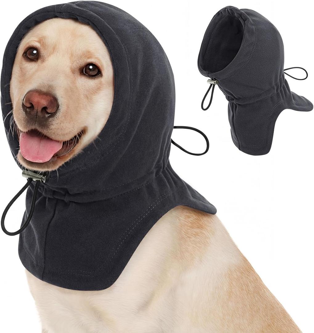 Dog Calming Hoodie Pet Ear Warmer Covers for Noise, No Flap Ear Wrap for Dogs, Quiet Ears Dog Hoodie Anxiety Relief Dogs Hat Calming Hood Head Cover, Darkgrey M