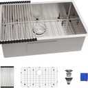 27 Inch Undermount Kitchen Sink - Delironexu 16 Gauge Stainless Steel Sinks, 27''x18'' Single Bowl Kitchen Sinks, Undermount Sink with 4 Accessories