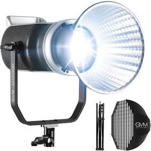 GVM 200W LED Video Light with Softbox, SD200D Photography Studio Lighting Kit with Bluetooth/DMX Control, 93000lux@0.5m 3200K-5600K Bi-Color Continuous Output Lighting for YouTube, Video, Filming