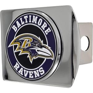 NFL Chrome Metal Hitch Cover with 3D Colored Team Logo by FANMATS - Unique Roundel Molded Design - Easy Installation on Truck, SUV, Car - Ideal Gift for Die Hard Football Fans