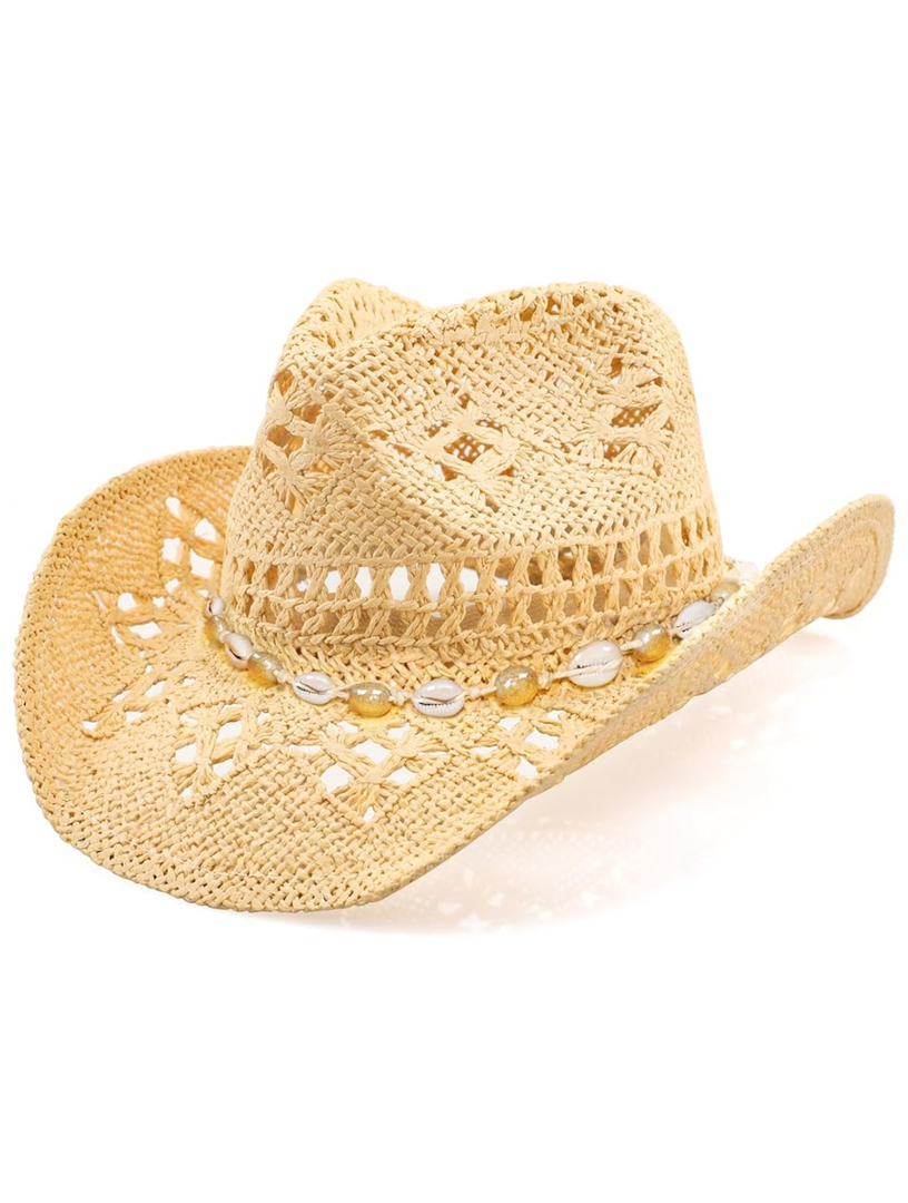 Cowboy Hat,Cowgirl Hat,Cowboy Hats for Women/Mens/Straw Wide with Shapeable Brim Cowboy Hat for Womens/White/Black.