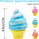 3PCS Ice Cream Squishy Toy,Slow Rise Soft TPR Stress Relief Squeeze Toy, Cute Ice Cream Cone Fidget for Adults, Classroom Prizes Party Favors