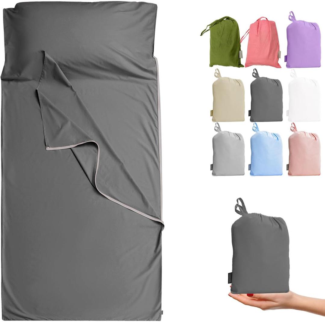 Brand - GANNAFEE Cotton Sleeping Bag Liner with Zipper - 100% Cotton Travel Sheet Sleep Sack Adult - Travel Sleeping Bag for Hotels Camping Hiking (Single - 33.5 x 87 inch, A-Dark Grey) Brand - GANNAFEE Cotton Sleeping Bag Liner with Zipper - 100% Cotton Travel Sheet Sleep Sack Adult - Travel Sleeping Bag for Hotels Camping Hiking (Single - 33.5 x 87 inch, A-Dark Grey)