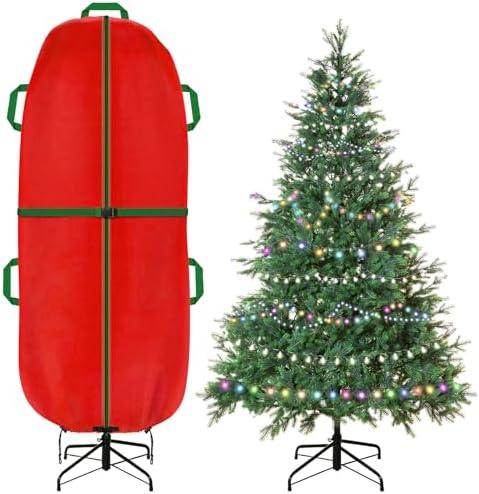 Jumbo Upright Christmas Tree Storage Bag, Upright Christmas Tree Storage Cover With Zipper & Adjustable Straps,Tear Resistant Upright Storage Christmas Tree Cover for 4 Foot Assembled Christmas Tree, 2.34ft x 4.51 ft