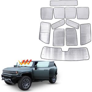 Car Windshield Sunshade Set, Auto Windshield Sun Shades Cover, Compatible with Hummer EV SUV 2024+ Car Window Shades UV Rays Sun Visor, Full Window Protector (12 Pieces/Set)