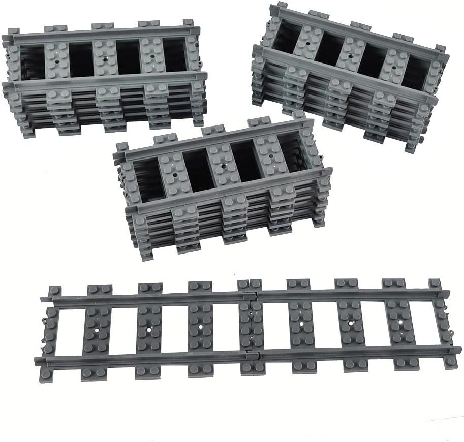City Train Track Set Straight Tracks Road Building Toy Compatible with Major Brands (18pcs Straight)