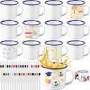 52 Pcs Make Your Own Mug Painted Enamel Mugs to Paint Kit 4 oz Painted Mug Color Your Own Cups Vintage Water Milk Tea Mugs DIY Coffee Cup for Birthday Mothers Fathers Day Graduation Easter Christmas
