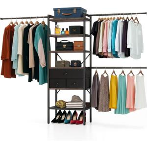 YITAHOME Modular Closet System with Drawers & Clothing Rack - Adjustable Wardrobe Organizer, Durable Steel Frame, Space-Efficient Design for Bedroom, Closet, or Laundry Room, Quick Assembly
