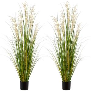 Artificial Plant, 47in Tall, 2pk Grass, Faux House Plants in Pot, Indoor Decorative Flowers &Greenery for Home and Office, Ideal Housewarming Gift