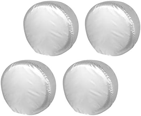 Explore Land Weatherproof Tire Covers 4 Pack Alumium Wheel Protector for Truck, SUV, Trailer, Camper, RV,S (Fits Diameter 32"-34.75"), Silver, Set of 4