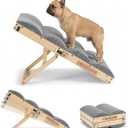 Veehoo Dog Ramp for Bed Couch for Small to Large Dogs, Folding Ramp for Dogs to Get on Bed 4 Adjustable Height from 13.8" to 20.5", Wooden Pet Cat Stairs Doggie Steps with Foam Padding, Up to 130lbs