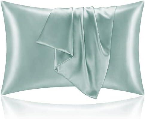 BEDELITE Satin Pillowcase for Hair and Skin, Super Soft and Cooling Similar to Silk Pillow Cases 4 Pack with Envelope Closure, Gift for Women Men(20"x26" Standard Size, Haze Blue)