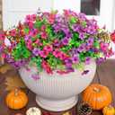 HyeFlora Artificial Flowers for Outdoor Indoor Garden Home Decoration, Faux Flower Daisy with Eucalyptus Leaves Fake Plants Greenery Boxwood Porch Patio, 12 Bundles (Purple Pink)
