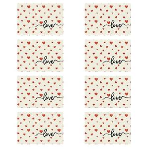 XCHI Red Little Love Hearts Valentine's Day Placemats Set of 8 Table Mats for Party Home Kitchen Dining Table Decorations 12x18 Inch
