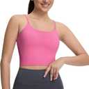 ECOPARTY Wirefree Padded Yoga Sports Bra for Women - Moisture Wicking Quick Dry Workout Crop Tank Camisole (Pink, XL)