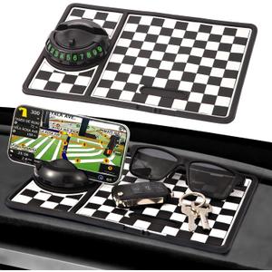 Multifunction Car Anti-Slip Mat, Rotatable Anti Skid Car Dashboard Pad with Temporary Parking Numbe, Universal Car Phone Holder, and Large Pad for Phones Sunglasses Keys Gadgets