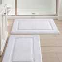 DEXI Bathroom Rugs Set 2 Piece 32x20, Washable Non Slip Bath Mat for Shower Floor, Absorbent Quick Dry Bathmat with Rubber Backing, Ultra Soft Plush Carpet for Tub, White (2 Pack - 1'8" x 2'8" (Rectangular))