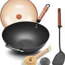 WANGYUANJI 12.6" Wok with Lid, Flat Bottom Nonstick Wok Pan for Induction Cooktop, Stir Fry Woks & Pans for Cooking