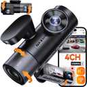 Vantrue N5 4 Channel WiFi 360 All Sides Dash Cam, STARVIS 2, IR Night Vision, 2.7K+1080P*3 Front Rear Inside Dashcam, Voice Control, GPS, 24 Hours Buffered Parking Mode Dash Camera, Support 512GB Max (Black+Gray)