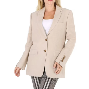 BURBERRY Ladies Loulou Oatmeal Single-Breasted Tailored Jacket, Brand Size 41LG