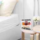 Football Decor - Fall Decorations for Home - Fall Decor - Our Favorite Season Is Football Pumpkin Wooden Sign Home Office Living Room Desk Shelf Table Decoration - 5 x 5 Inches