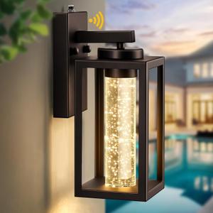 VIANIS Oil-Rubbed Bronze Outdoor Wall Sconce Lantern, Dusk to Dawn Exterior Garage Light Fixtures Wall Mount - Farmhouse Anti-Rust Built-in LED Porch Lights for House, Waterproof Outside Patio Lights (Standard 1-Pack)