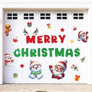 32PCS Christmas Garage Door Decorations Magnets - Snowman Santa Gingerbread Man Merry Xmas Holiday Refrigerator Fridge Kitchen Decor